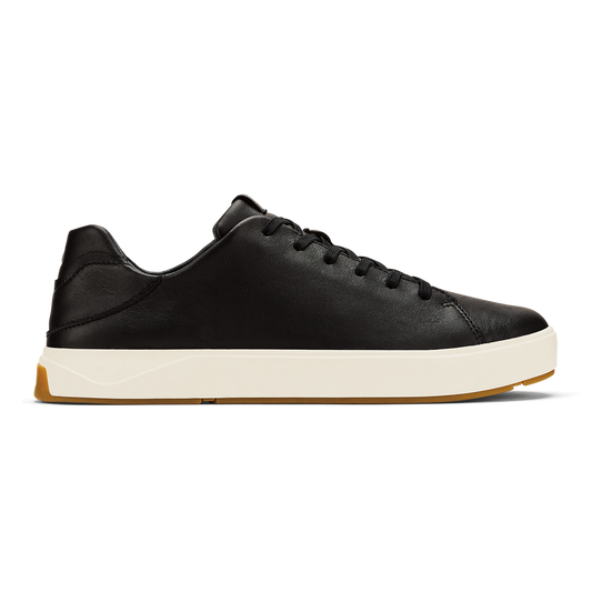Men OluKai Lae‘ahi Lī ‘Ili Men's Leather Sneakers - Onyx