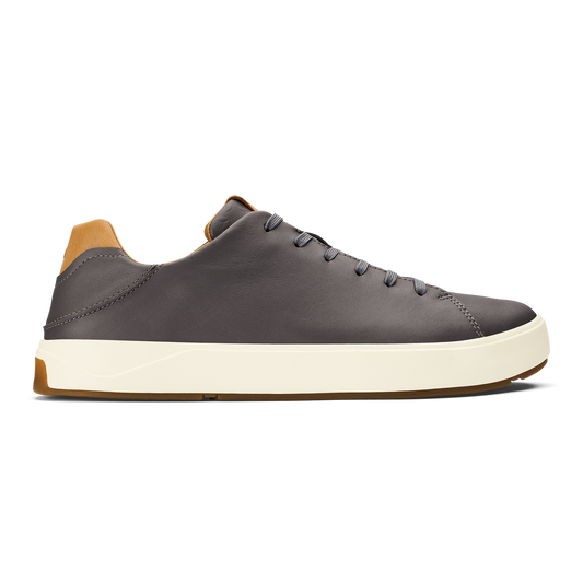 Men OluKai Lae‘ahi Lī ‘Ili Men's Leather Sneakers - Stone