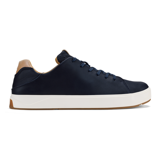 Men OluKai Lae‘ahi Lī ‘Ili Men's Leather Sneakers - Trench Blue