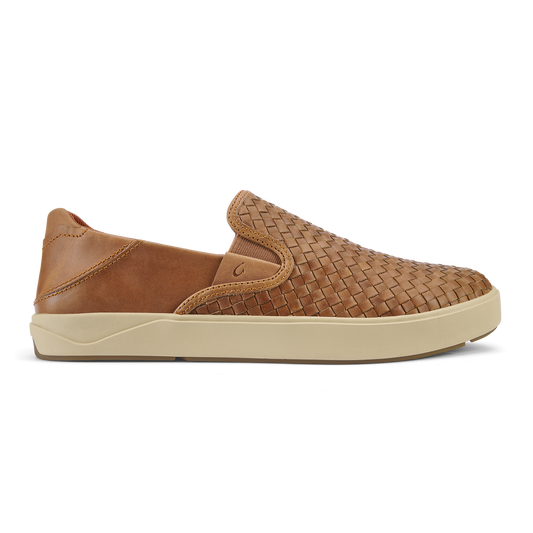 Men OluKai Lae‘ahi Lauhala Men's Leather Slip-On Sneakers - Fox