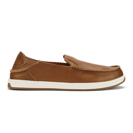 Men OluKai Kākaha Nia Men‘s Leather Slip-On Shoes - Fox