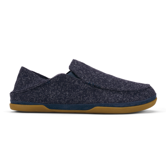 Men OluKai Moloā Hulu Men’s Wool Slippers - Trench Blue