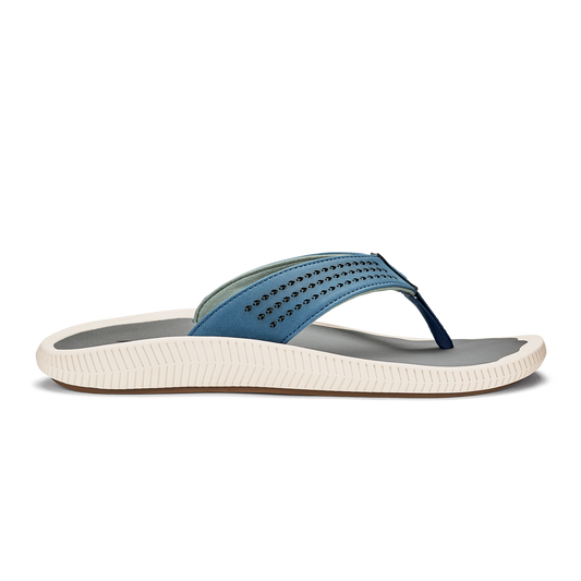 Men OluKai Ulele Men's Beach Sandals - Slate Blue / Charcoal