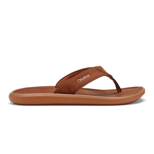 Men OluKai Pili Men’s Waterproof Leather Sandals - Fox