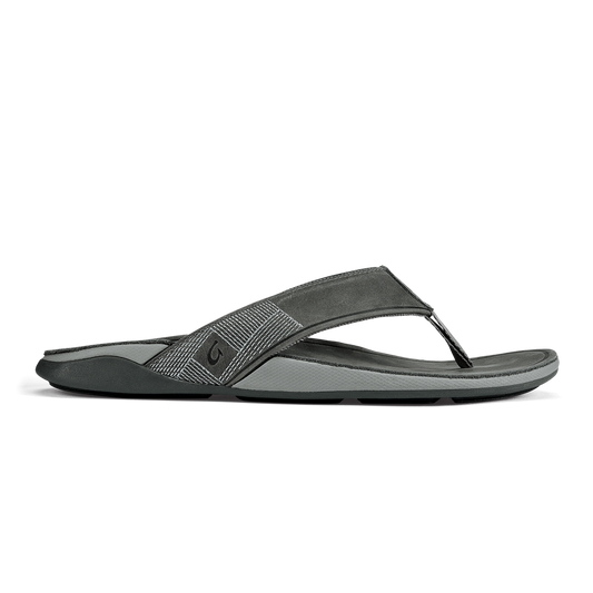Men OluKai Tuahine Men's Waterproof Leather Beach Sandals - Lagoon