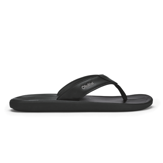 Men OluKai Pili Men’s Waterproof Leather Sandals - Lava Rock