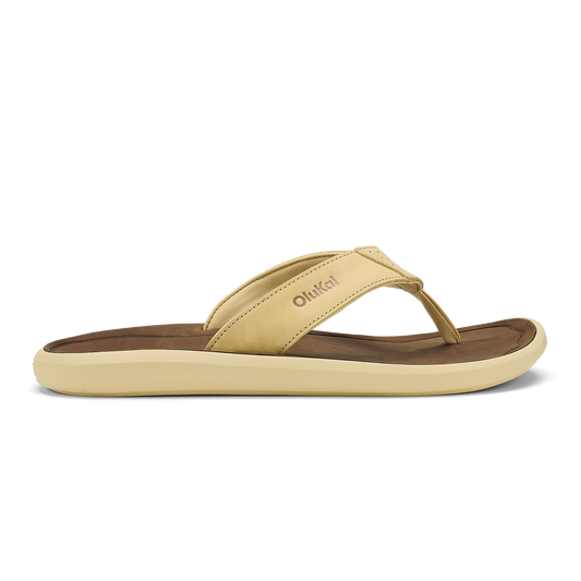 Men OluKai Pili Men’s Waterproof Leather Sandals - Toasted Coconut / Tan