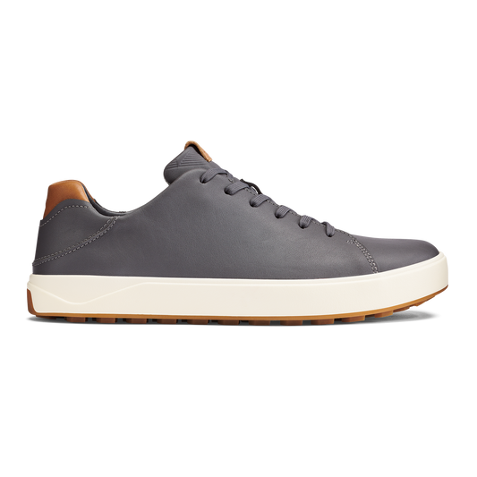 Men OluKai Wai‘alae Men’s Waterproof Leather Golf Shoes - Stone