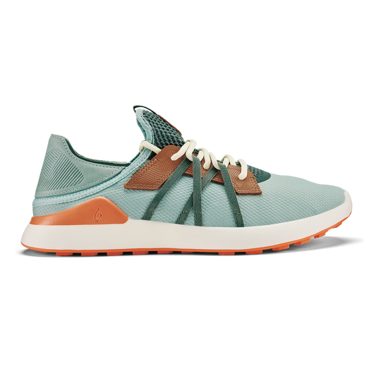 Men OluKai Manele Men’s Breathable Golf Shoes - Pale Moss / Molten Orange