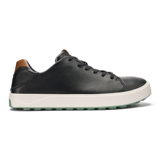 Men OluKai Wai‘alae Men’s Waterproof Leather Golf Shoes - Black