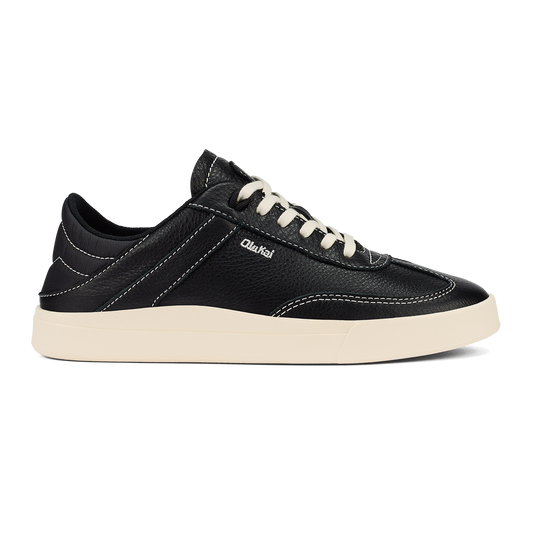 Women OluKai Hā‘upu Women’s Leather Sneakers - Onyx