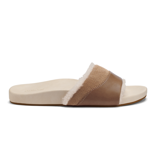Women OluKai Hō‘ala Slide Women’s Slide Slipper Sandals - Tan / Puka