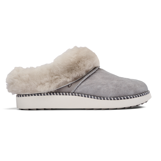 Women OluKai Ku‘i Women’s Fuzzy Slip-On Slippers - Fog