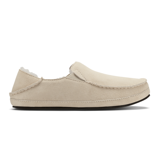 Women OluKai Nohea Women's Leather Slippers - Bone