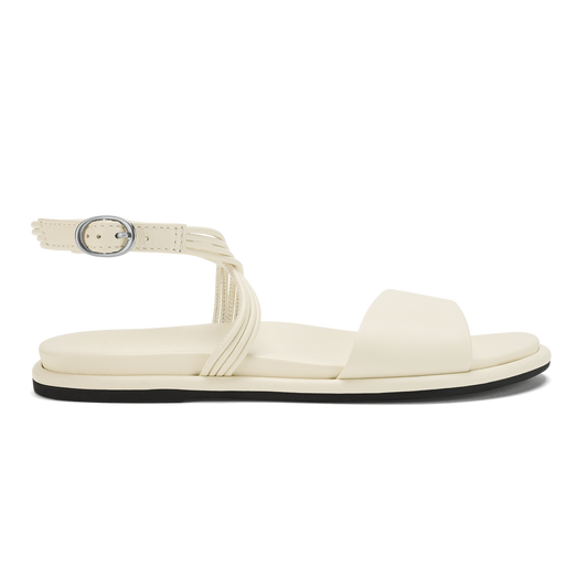 Women OluKai Tiare Wrap Women’s Leather Sandals - White Sand